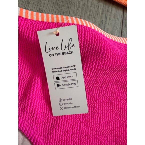 Cupshe Women's Solar Flare Neon One-Piece Swimsuit – Size Small (NWT) - Picture 8 of 11